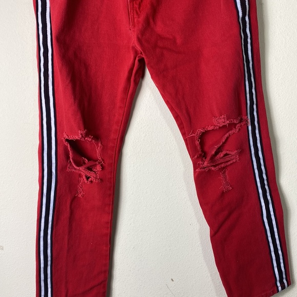 Vintage 90th Scoop Red Distressed Jeans, Size 34x30 - Picture 3 of 5